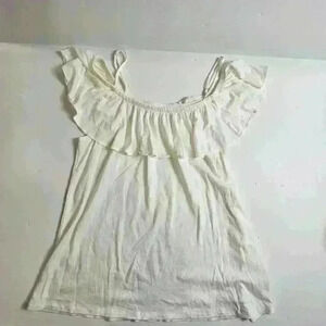 Lilly Pulitzer Off The Shoulder Ruffle White Tank XS